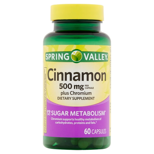 Spring Valley Cinnamon Plus Chromium Capsules, 500 mg, 60 Ct