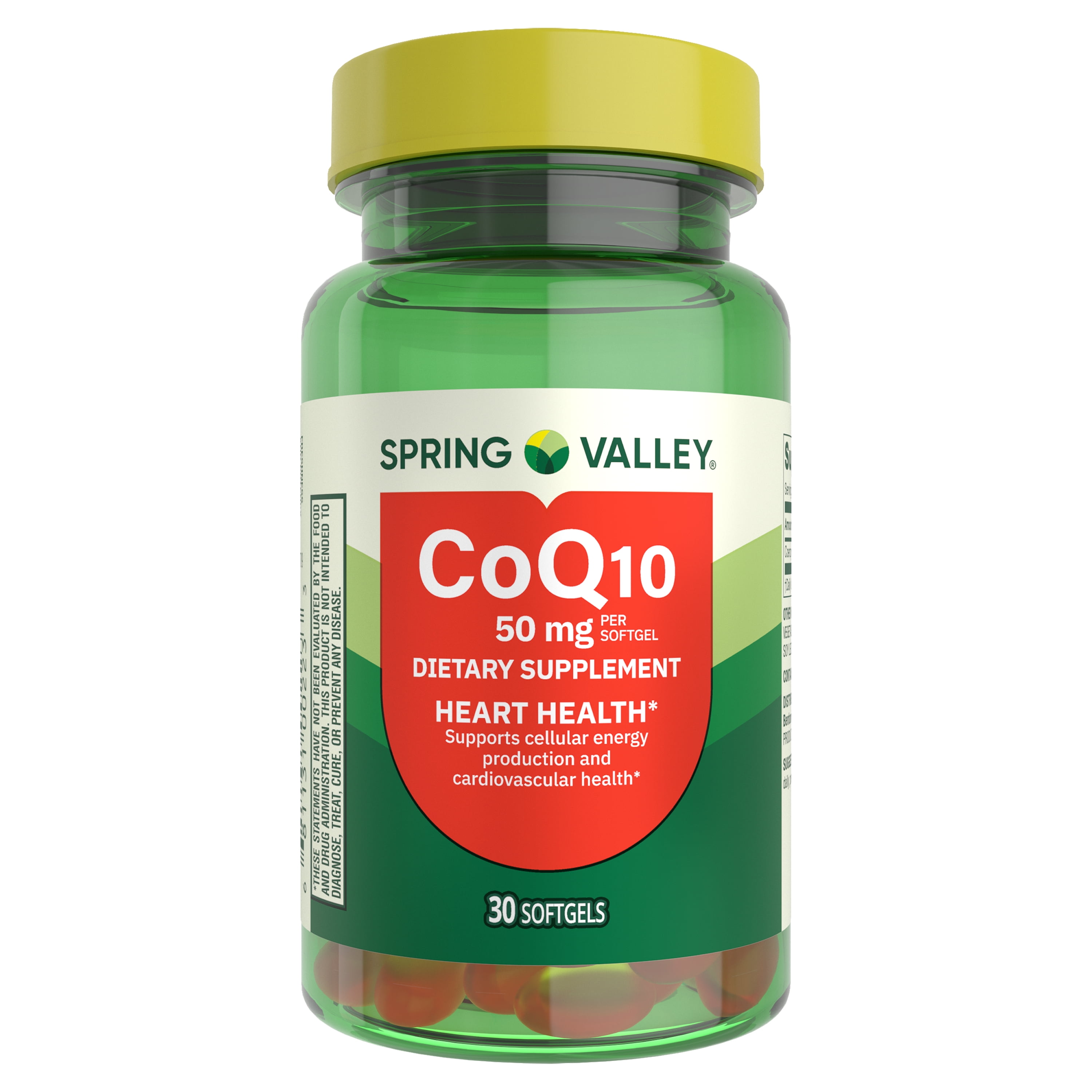 Spring Valley CoQ10 Dietary Supplement Softgels for Heart Health, 50 mg, 30 Count