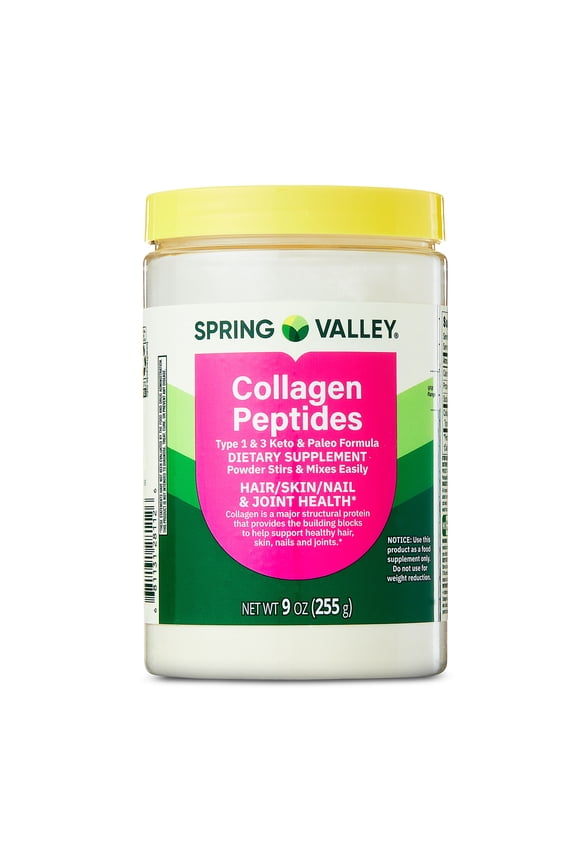 Collagen Peptides Type 1 & 3 Dietary Supplement Powder for Hair/Skin/Nails, 9 oz