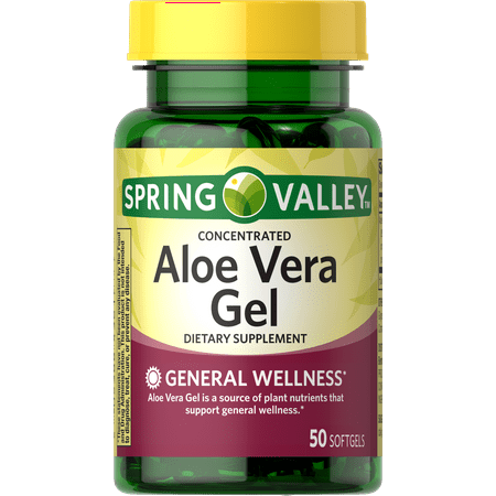 Spring Valley Concentrated Aloe Vera Gel Dietary Supplement for General Wellness, 50 Count