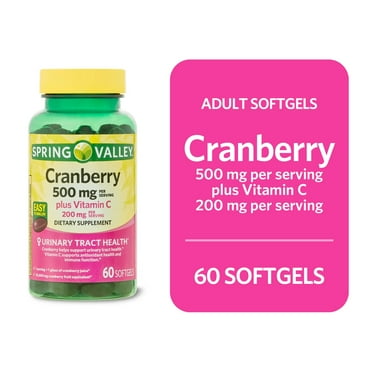 Spring Valley Cranberry Dietary Supplement Softgels, 500mg, 60 Count