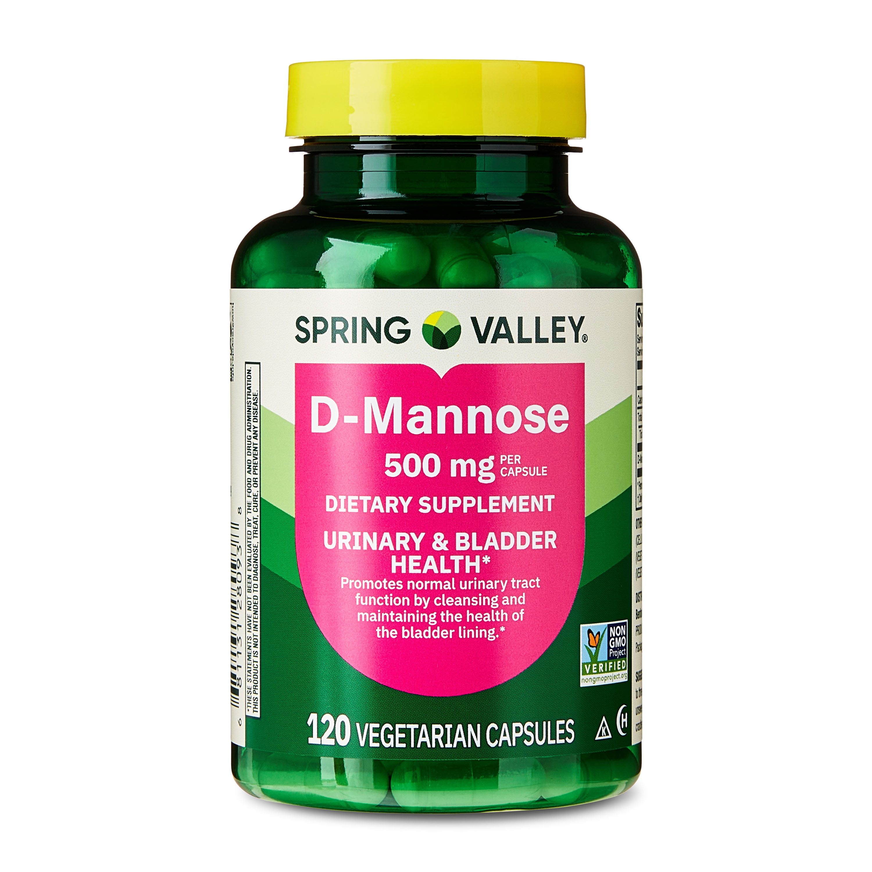 Spring Valley D-Mannose Urinary Tract Support Dietary Supplement, 500 mg, 120 Vegetarian Capsules