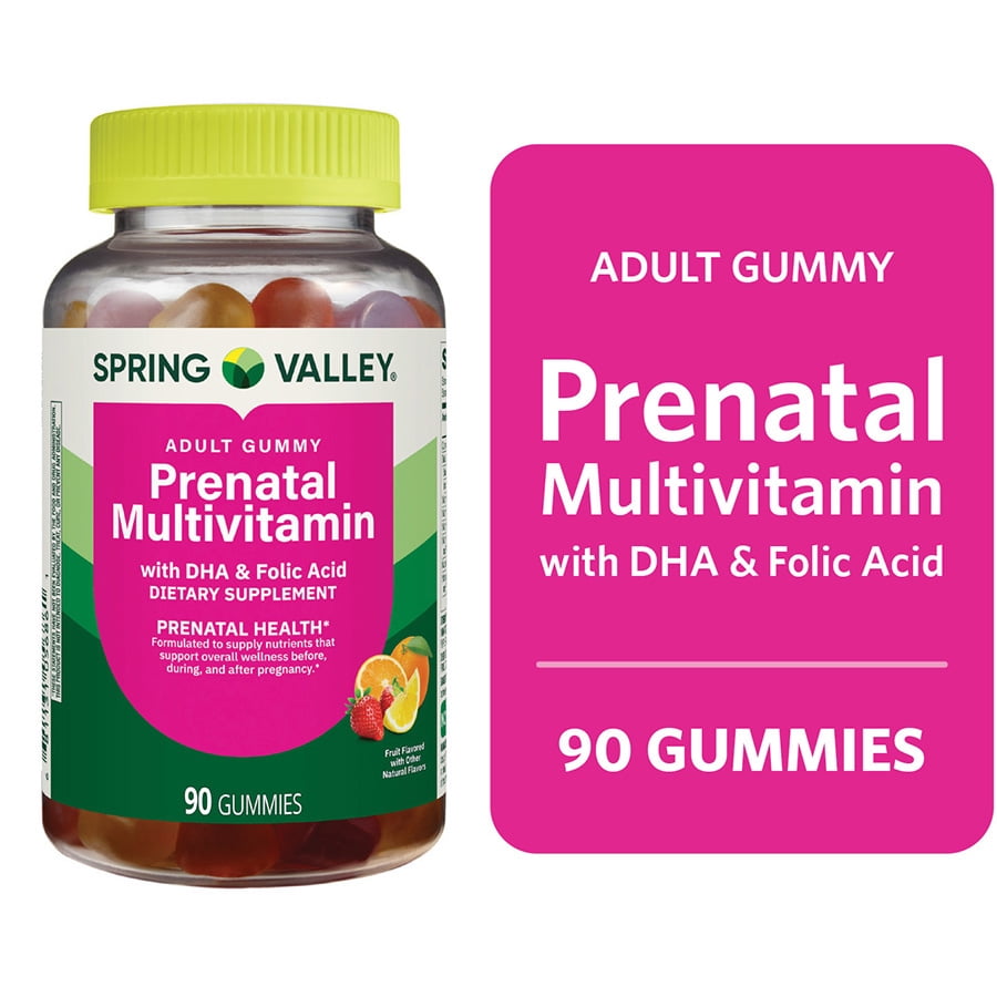 Spring Valley DHA and Folic Acid Prenatal Multivitamin Supplement Gummies, 90 Count