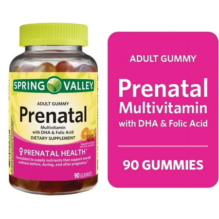 Spring Valley DHA and Folic Acid Prenatal Multivitamin Supplement Gummies, 90 Count