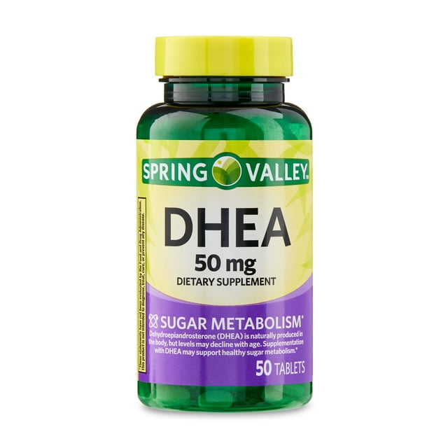 Spring Valley DHEA Dietary Supplement Tablets for Sugar Metabolism, 50 mg, 50 Count