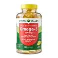 thumbnail image 1 of Spring Valley Daily Maintenance Omega-3 From Fish Oil Dietary Supplement Softgels for General & Heart Health, Lemon Flavor, 500 mg, 180 Count, 1 of 11