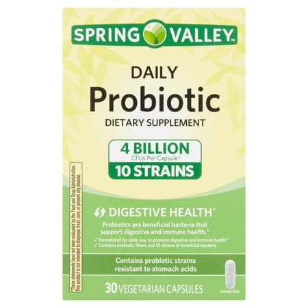 Spring Valley Daily Probiotic Dietary Supplement Vegetarian Capsules for Digestive Health, 30 Count