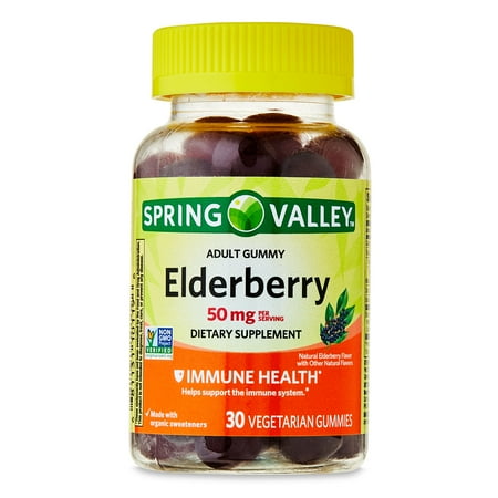 Spring Valley Elderberry Vegetarian Gummies for Adult Immune Support, 50mcg, Elderberry, 30 Count