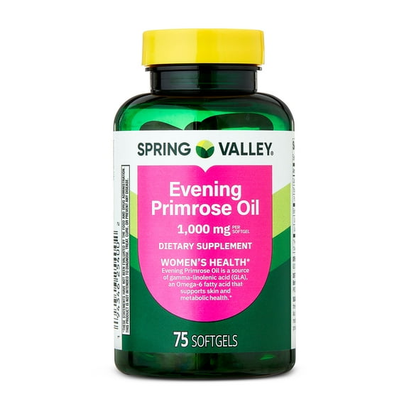 Spring Valley Standardized Evening Primrose Oil Womens Health Dietary Supplement, 75 Softgels