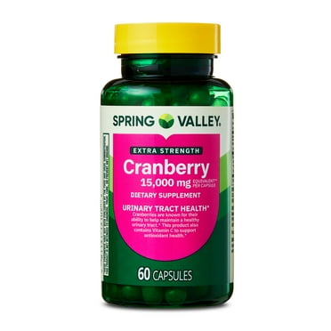 Spring Valley Extra Strength Cranberry Dietary Supplement Capsules, 15,000mg, 60 Count