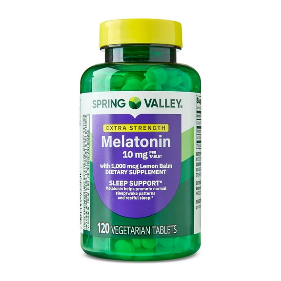 Spring Valley Extra Strength Melatonin Tablets Sleep Support Dietary Supplement, 10 mg, 120 Count