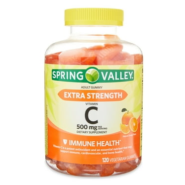 Spring Valley Extra Strength Vitamin C Dietary Supplement Vegetarian Gummies for Immune Health, Orange, 500 mg, 120 Count