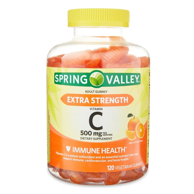 Spring Valley Extra Strength Vitamin C Dietary Supplement Vegetarian Gummies Orange 500 Mg