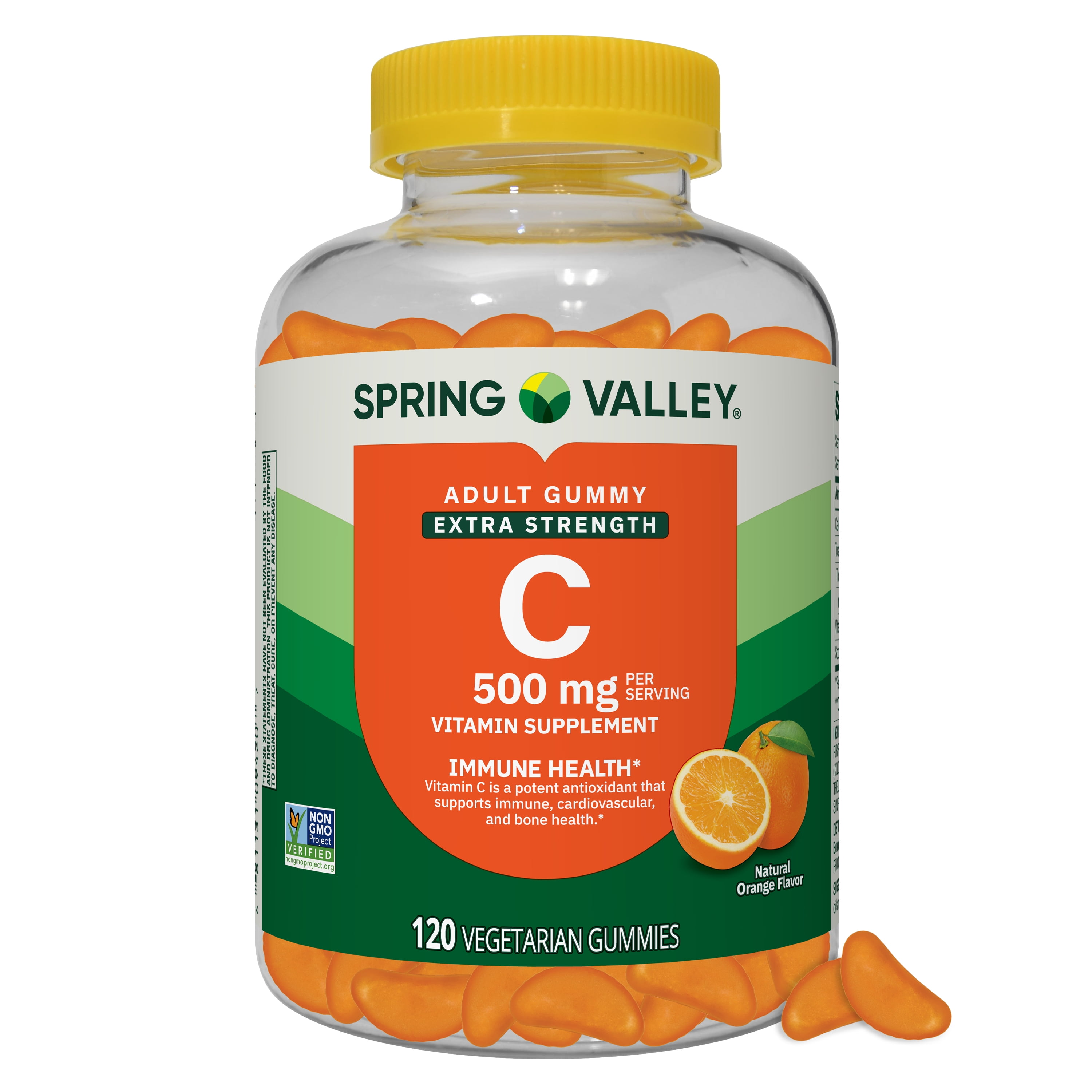 Spring Valley Extra Strength Vitamin C Dietary Supplement Vegetarian Gummies for Immune Health, Orange, 500 mg, 120 Count