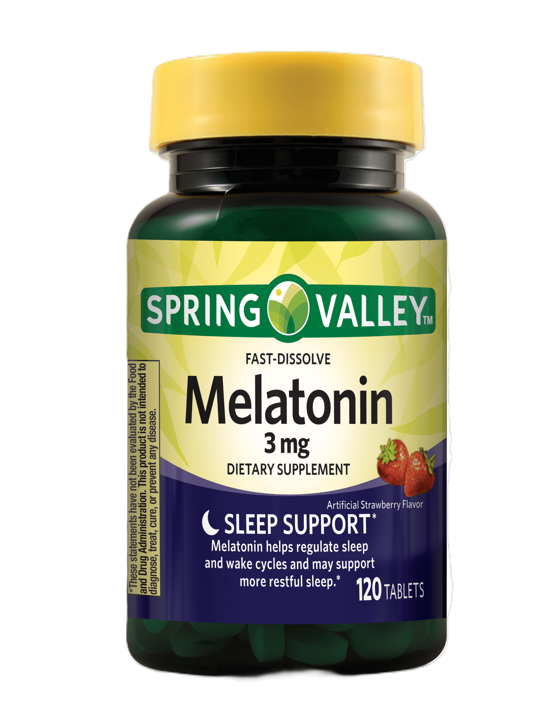 Spring Valley Fast-Dissolve Melatonin Dietary Supplement Tablets, 3 mg, 120 Count
