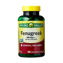Spring Valley Fenugreek Dietary Supplement Vegetarian Capsules for General Wellness, 610 mg, 100 Count