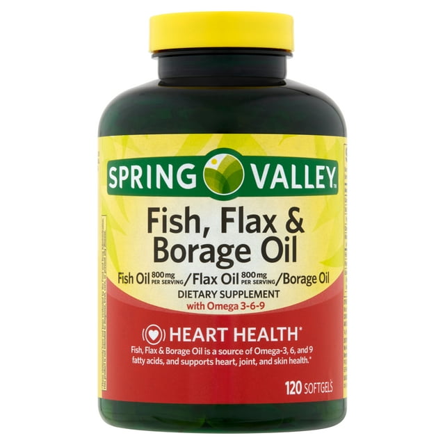 Spring Valley Fish, Flax & Borage Oil Softgels, 120 Count