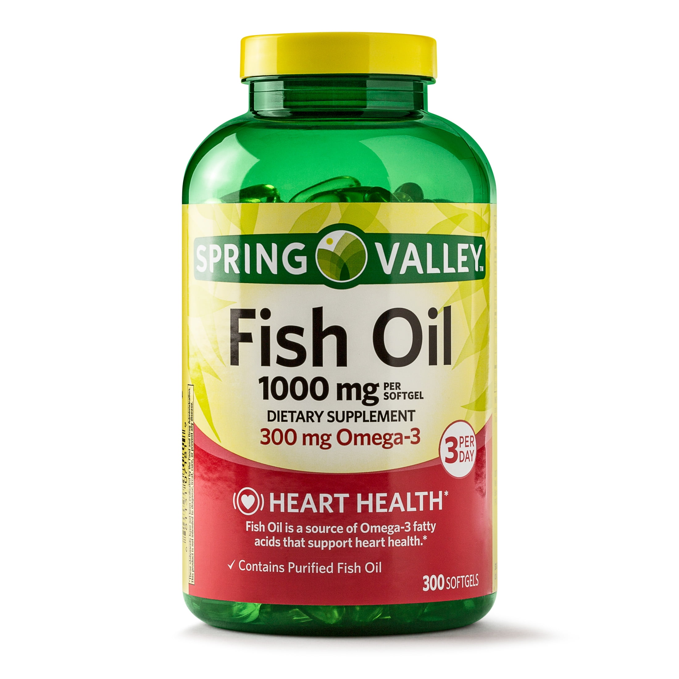 Spring Valley Fish Oil Omega-3 for Heart Health Softgels, 1000 mg, 300 ...