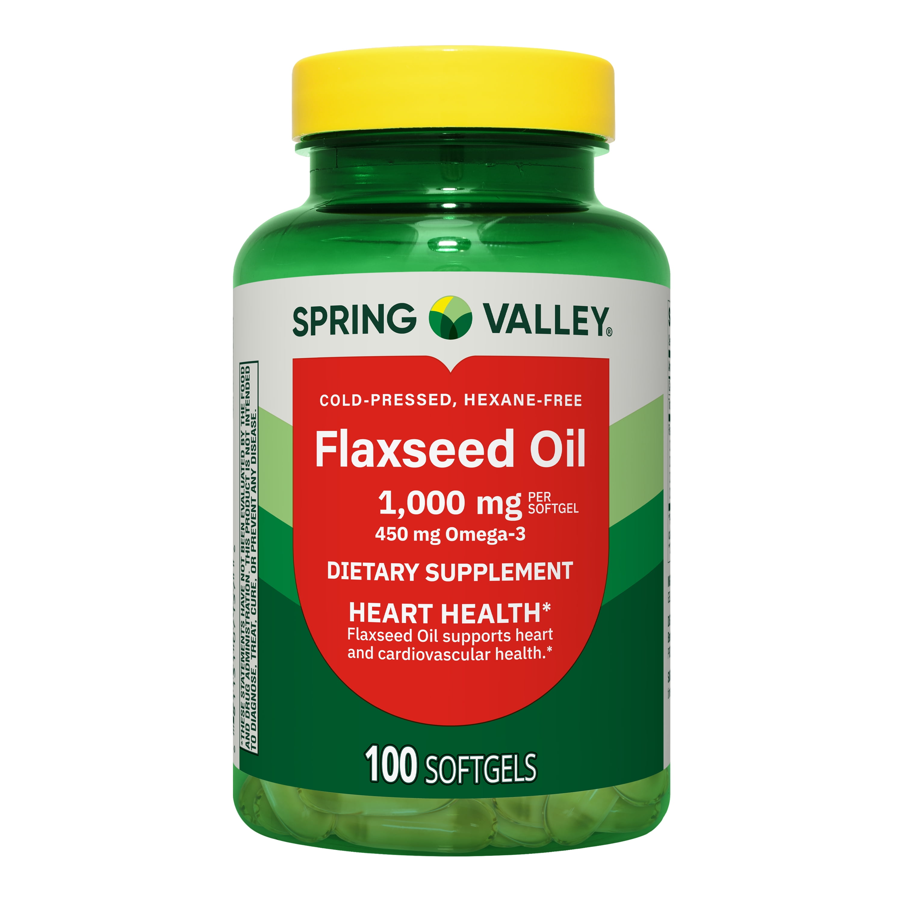 Spring Valley Flaxseed Oil Dietary Supplement Softgels for Heart Health, 1000 mg, 100 Count