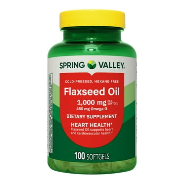 Spring Valley Flaxseed Oil Dietary Supplement Softgels for Heart Health, 1000 mg, 100 Count