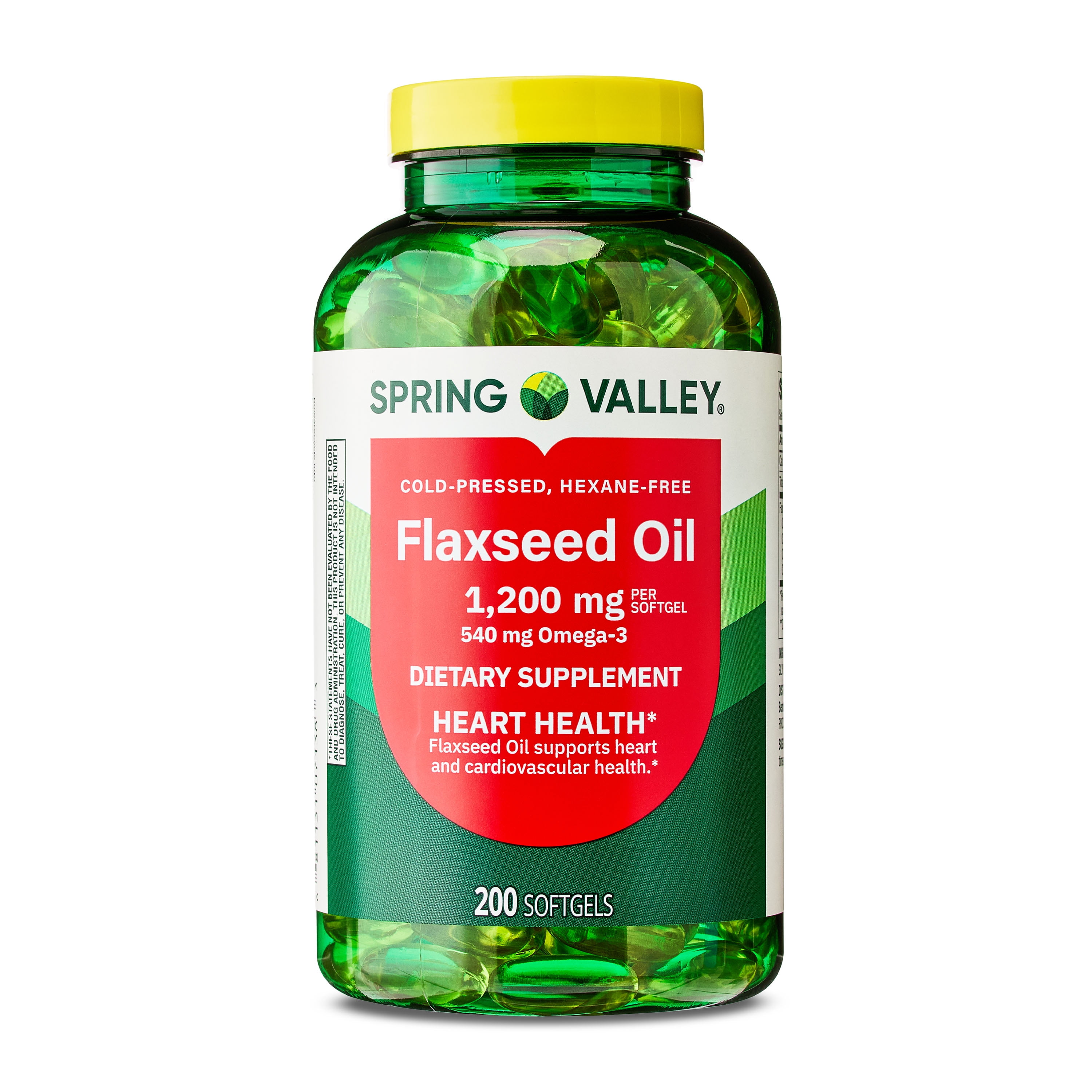 Spring Valley Flaxseed Oil Dietary Supplement Softgels for Heart Health, 1200 mg, 200 Count