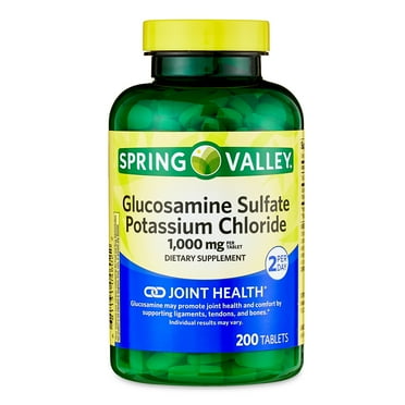 Spring Valley Glucosamine Sulfate Potassium Chloride Dietary Supplement Tablets for Joint Health, 1,000 mg, 200 Count