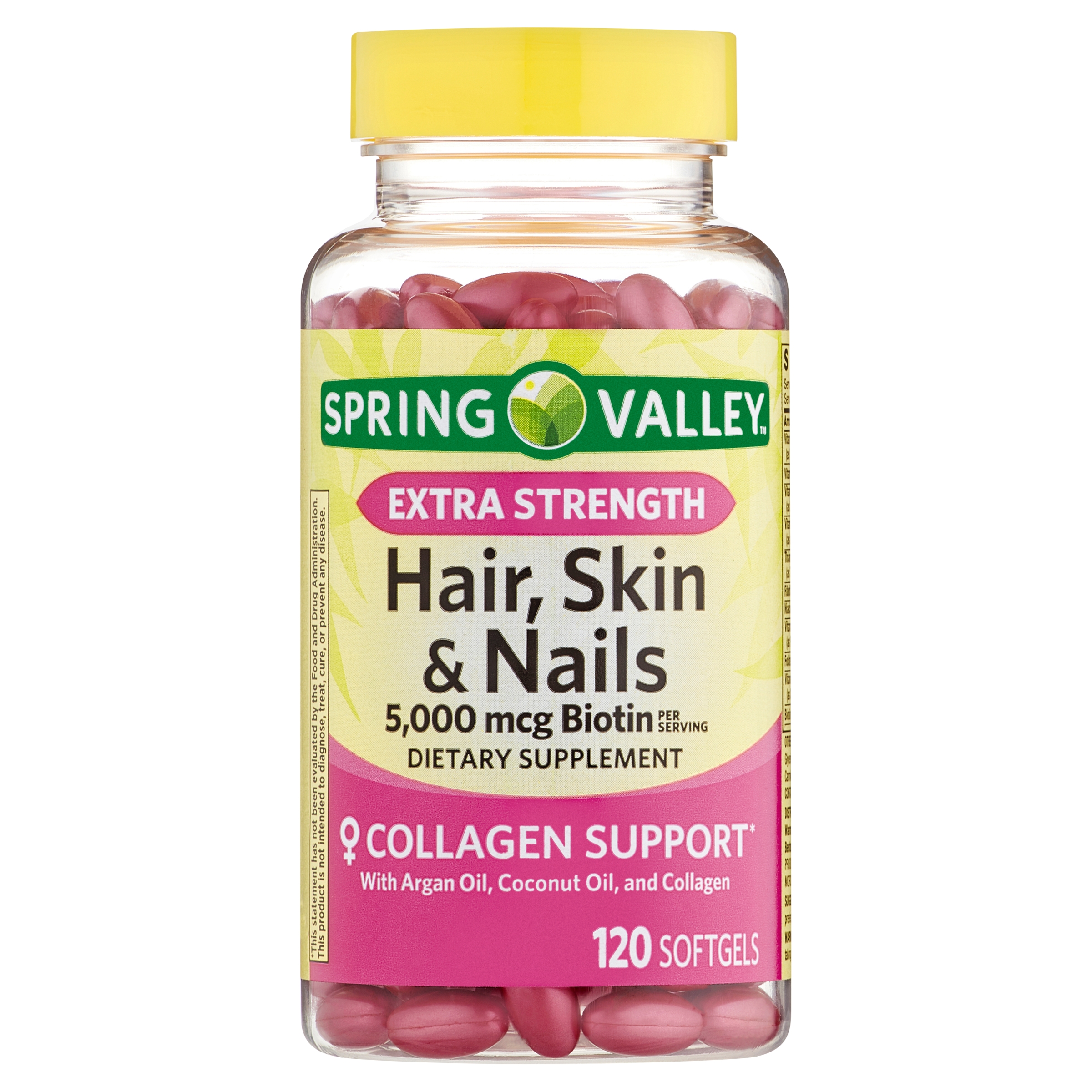 Spring Valley Hair, Skin & Nails Dietary Supplement Softgels, 5,000 Mcg Biotin, 120 Ct - image 1 of 13