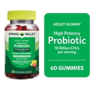 Spring Valley High Potency Probiotic Vegetarian Gummies, Strawberry Lemonade, 10B CFU, 60 Count