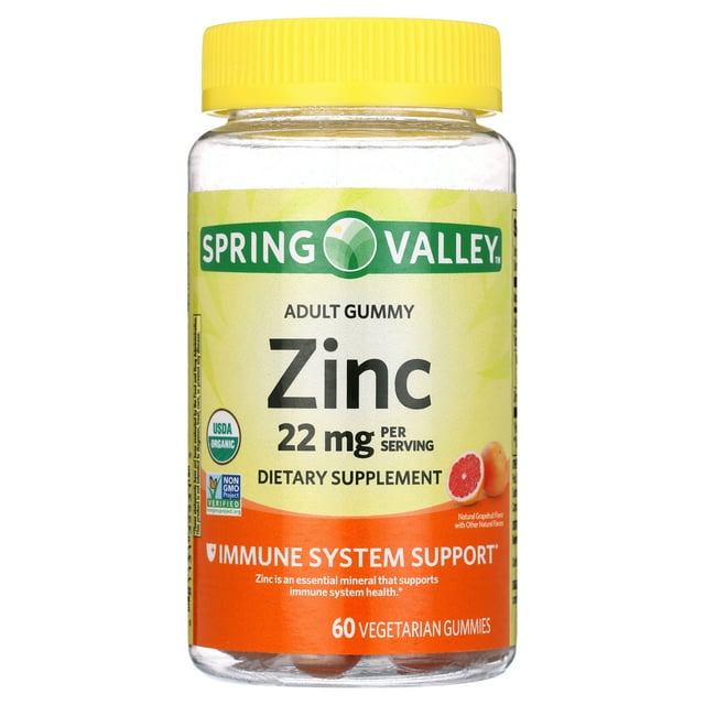 Spring Valley Immune System Support Zinc Supplement Gummies, Grapefruit