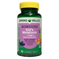 Spring Valley Kids Melatonin Chewable Tablets Sleep Support Dietary Supplement, Grape Flavor, 1 mg, 60 Count
