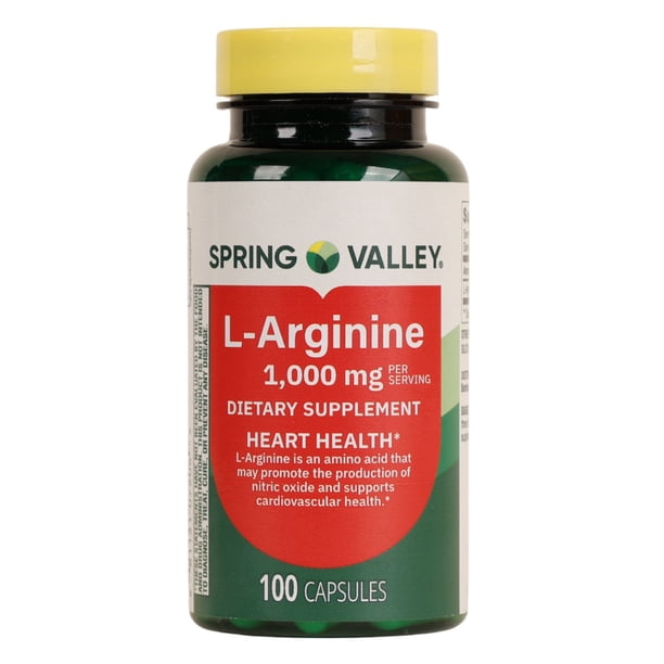 l-carnitine spring valley supplement walmart Spring Valley L-Arginine Supplements Capsules for Heart Health 500 mg 100  Count