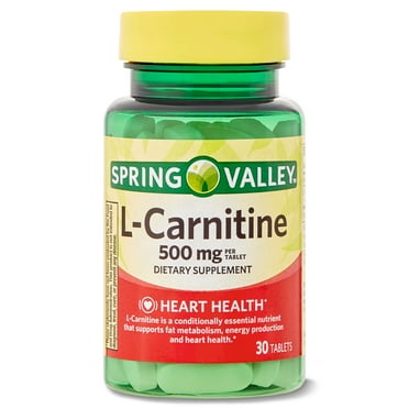 Spring Valley L Carnitine Amino Acid Dietary Supplement Tablets for Heart Health, 500 mg, 30 Count