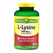 Spring Valley L-Lysine Dietary Supplement Tablets for Tissue Health, 500 mg, 250 Count