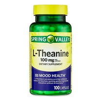 Spring Valley L-Theanine Capsules Mood Support Dietary Supplement, Unflavored, 100 mg, 100 Count