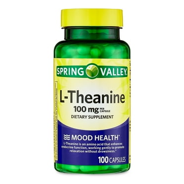 Spring Valley L-Theanine Capsules Mood Support Dietary Supplement, Unflavored, 100 mg, 100 Count
