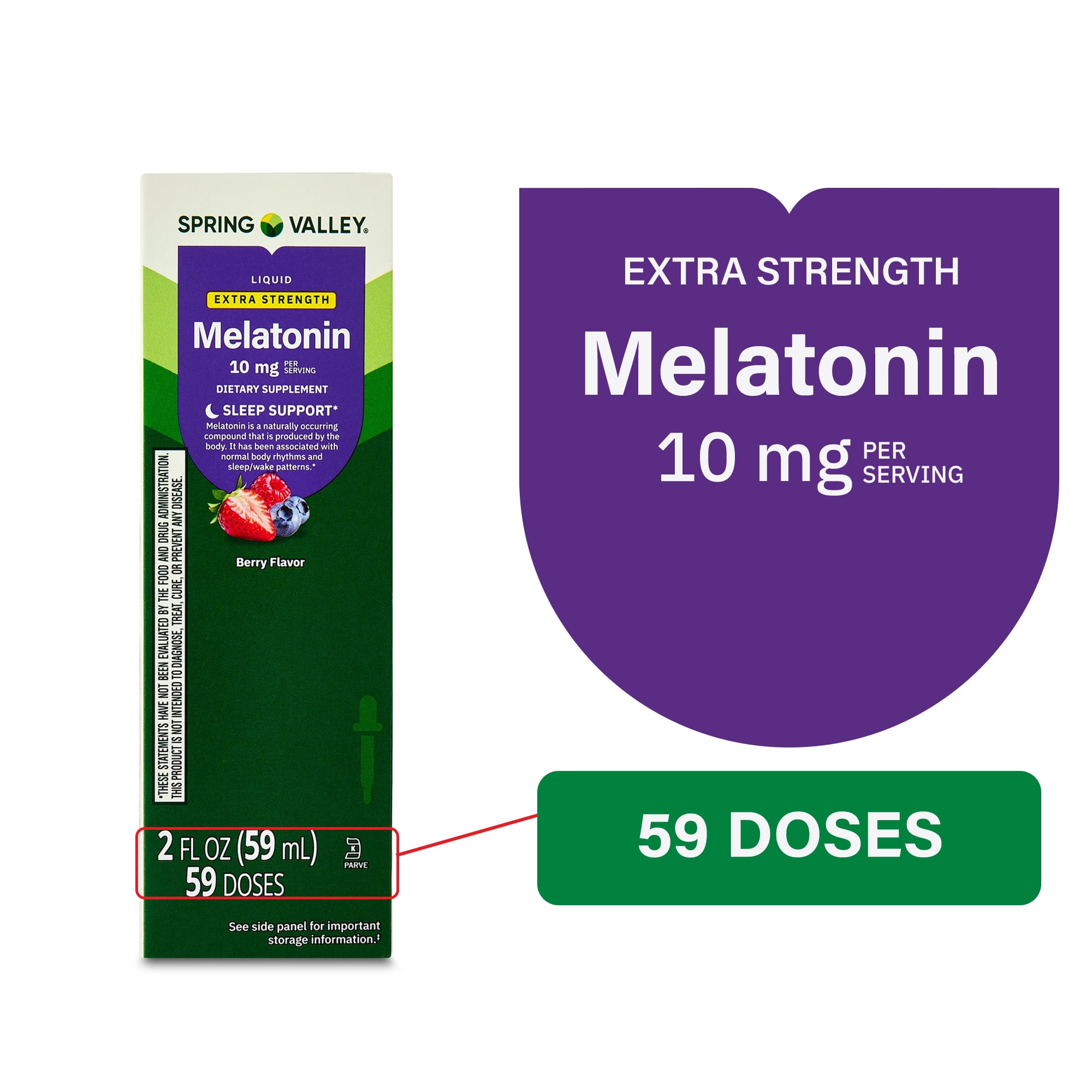 Spring Valley Liquid Melatonin Sleep Support Dietary Supplement, 10 mg, 2 fl oz