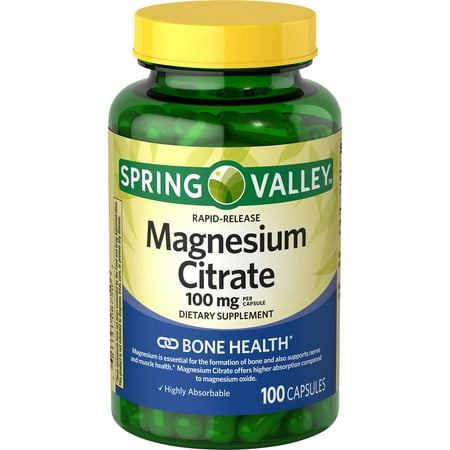 Spring Valley Magnesium Citrate Rapid Release Capsules, 100 mg, 100 Ct