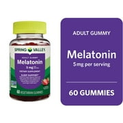 Spring Valley Melatonin Pectin Dietary Supplement Gummies, Strawberry, 5 mg, 60 Count
