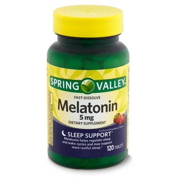 Spring Valley Melatonin Sleep Support Dietary Supplement Fast-Dissolve Tablets, Strawberry, 5 mg, 120 Count