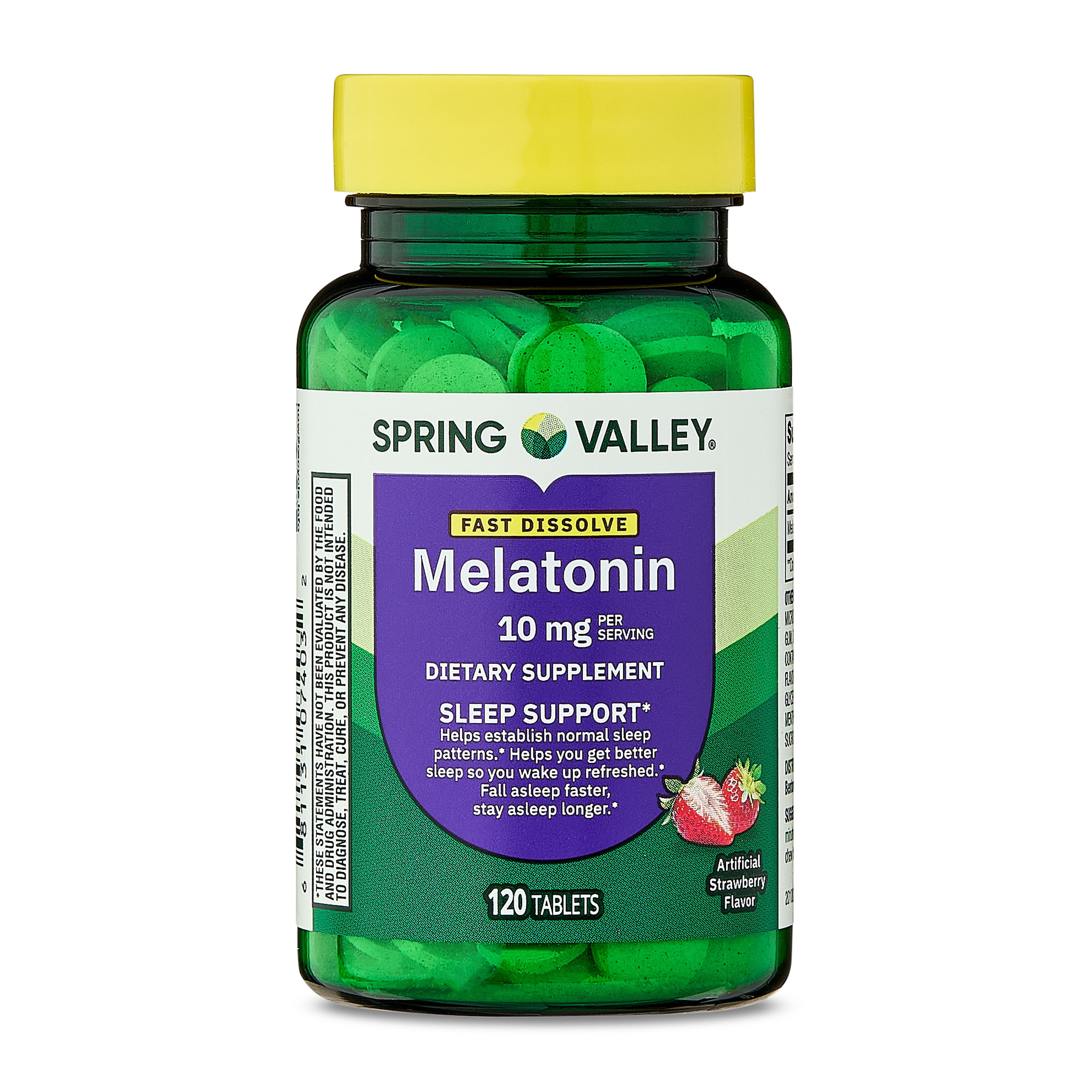 Spring Valley Melatonin Sleep Support Dietary Supplement Tablets, Strawberry, 10 mg, 120 Count