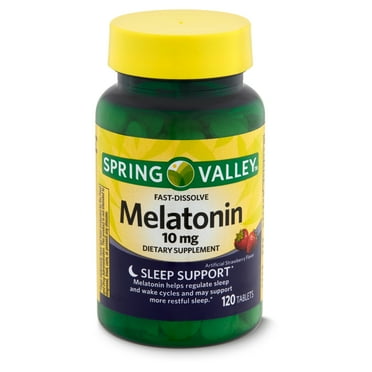 Spring Valley Melatonin Sleep Support Dietary Supplement Tablets, Strawberry, 10 mg, 120 Count