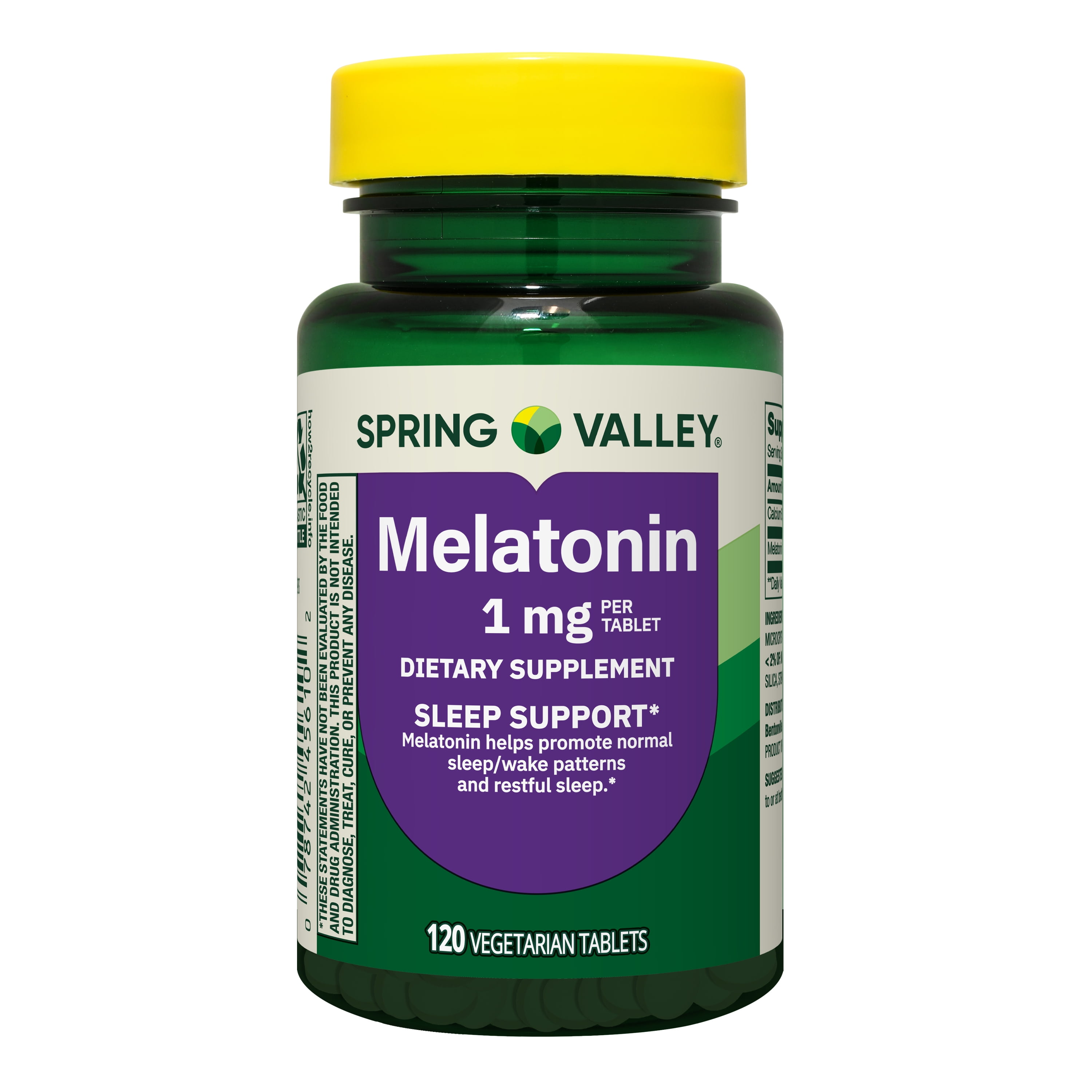 Spring Valley Melatonin Tablets Sleep Support Dietary Supplement, 1 mg, 120 Count