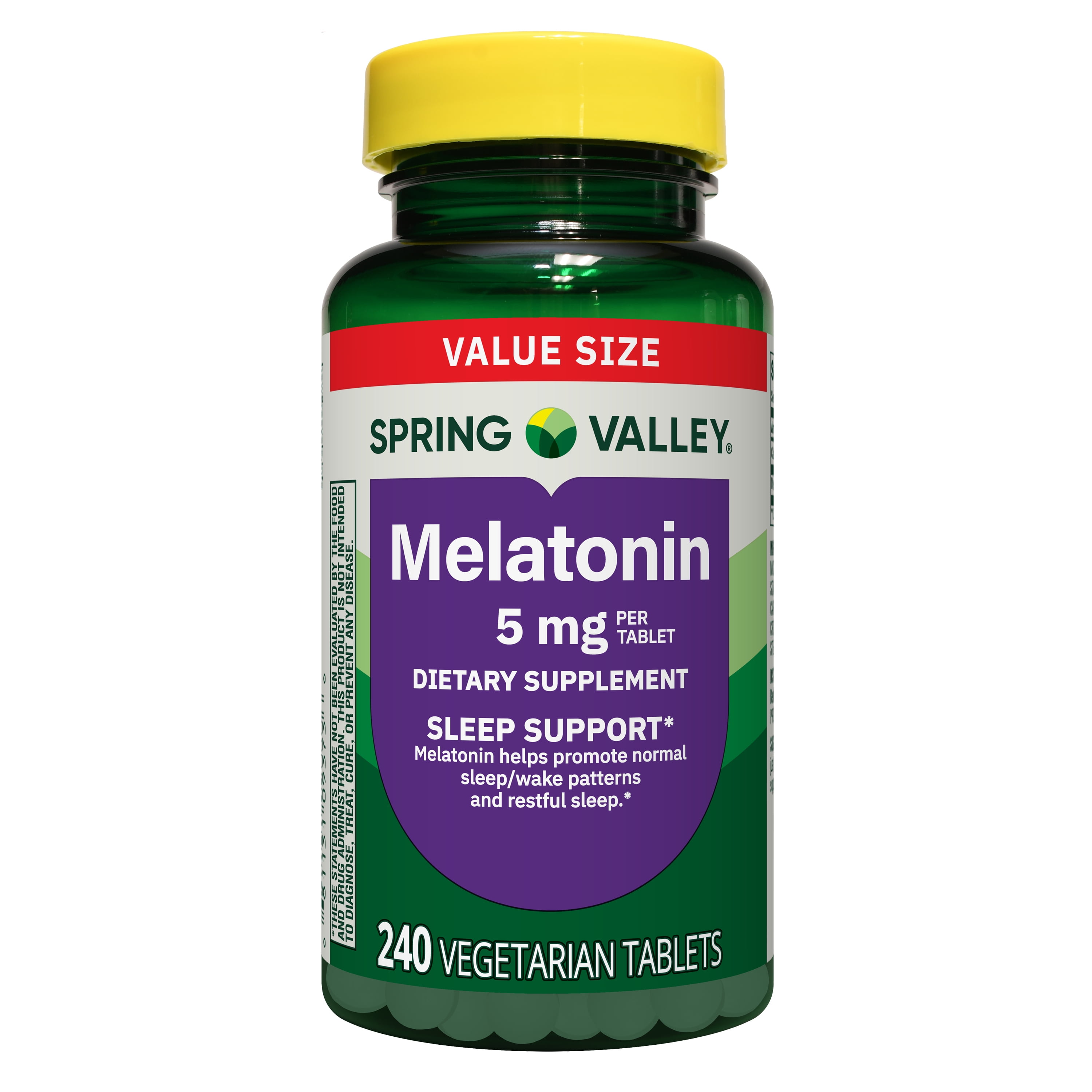 Spring Valley Melatonin Tablets Sleep Support Dietary Supplement Value Size, 5 mg, 240 Count