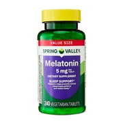 Spring Valley Melatonin Tablets Sleep Support Dietary Supplement Value Size, 5 mg, 240 Count