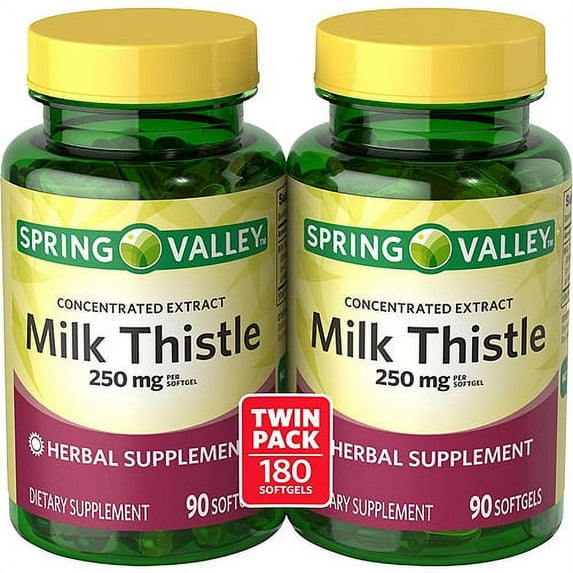 Spring Valley Milk Thistle Herbal Supplement 250 mg, 90 Count, 2 Pack