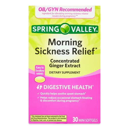 Spring Valley Morning Sickness Relief Dietary Supplement Softgels, 30 Count