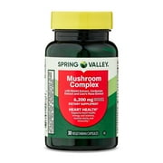 Spring Valley Mushroom Complex Dietary Supplement Vegetarian Capsules for Heart Health, 6,200 mg, 30 Count