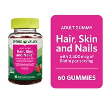 Spring Valley Organic Biotin Vegetarian Gummies, Strawberry Flavor, 2500mcg, 60 Count