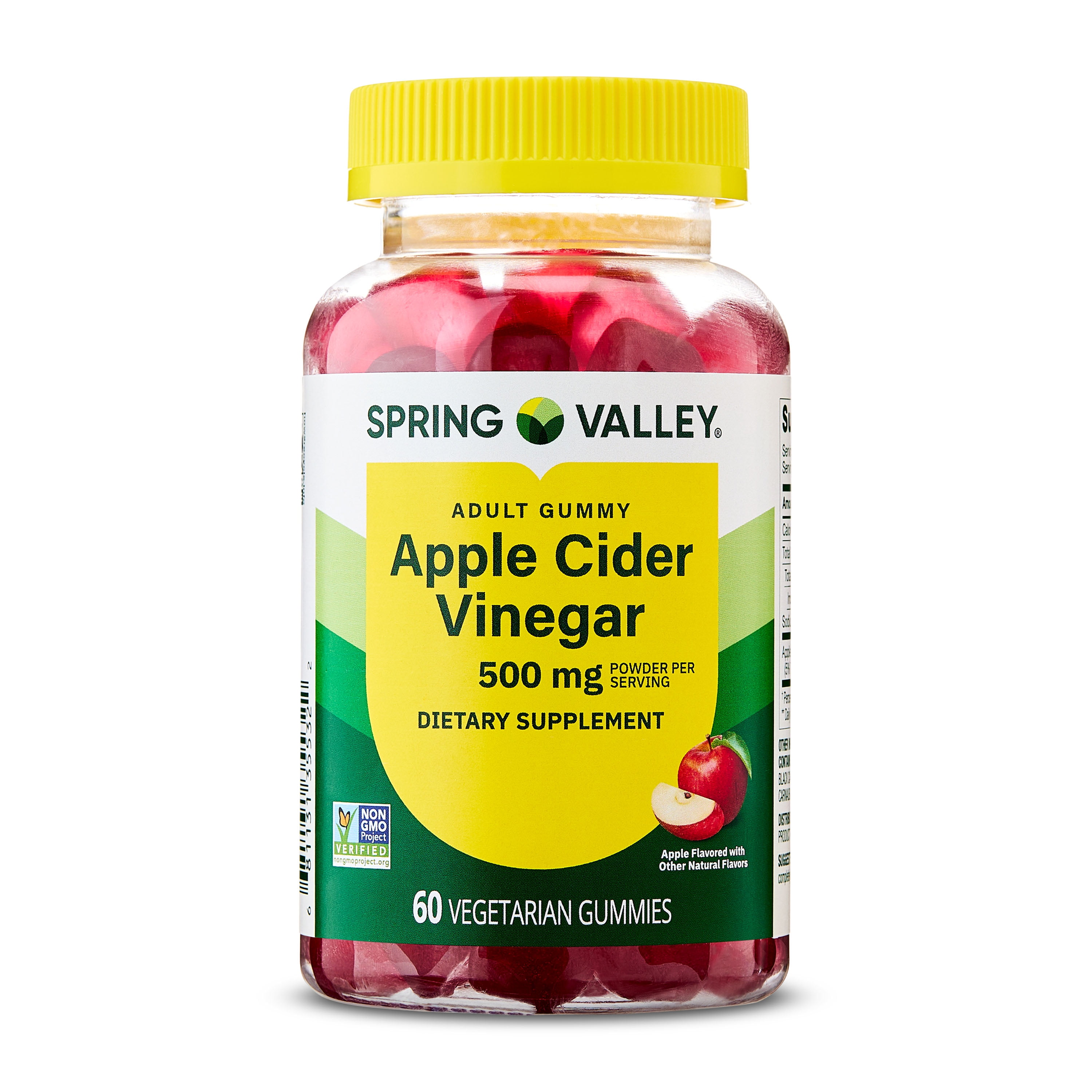 Spring Valley Non GMO Dietary Supplement Gummies, Apple Cider Vinegar, 500 mg, 60 Count