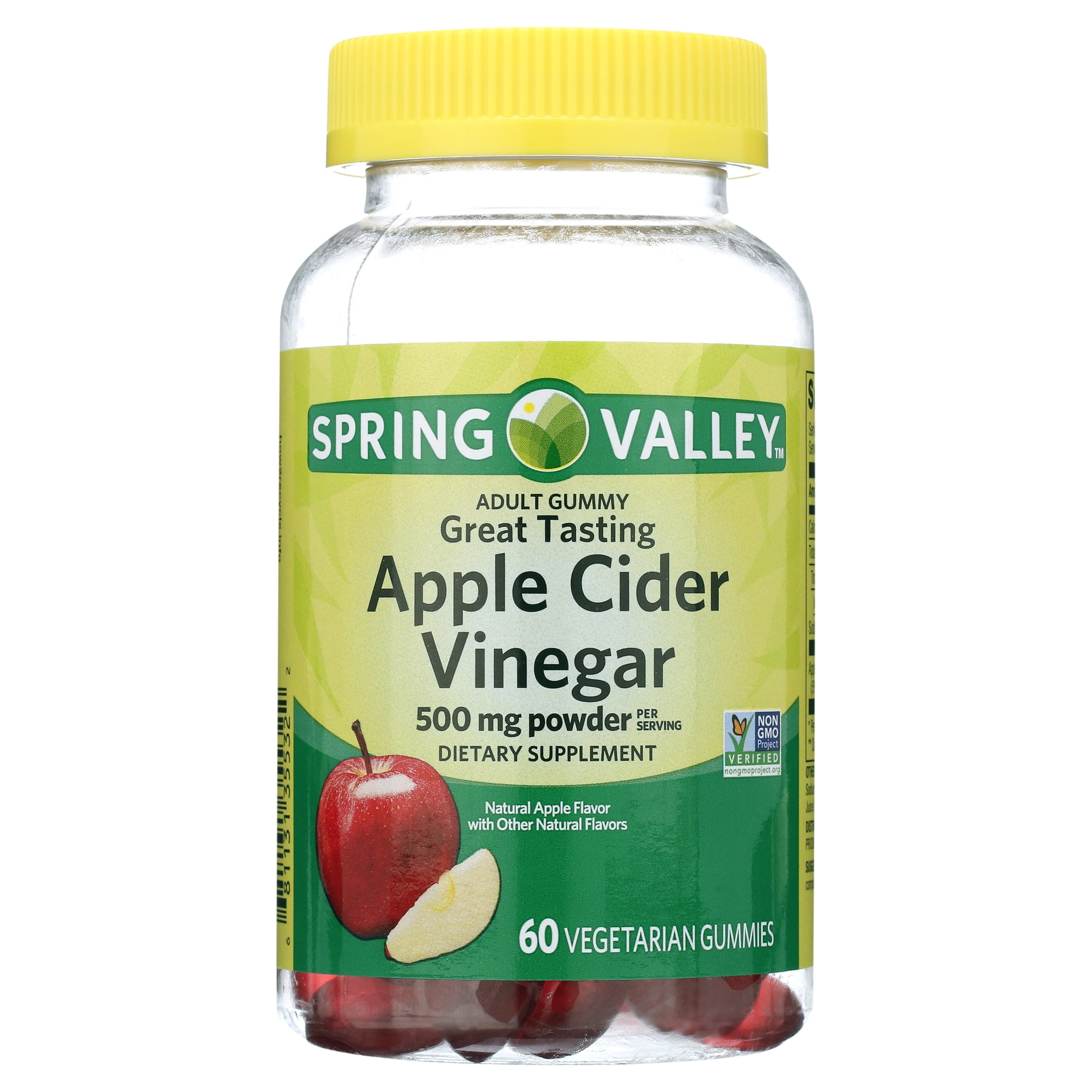 Spring Valley Non GMO Dietary Supplement Gummies Apple Cider Vinegar 500 mg 60 Count